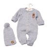 Baby Nellys 2-dílná sada Pletený overálek STAR + čepice Hand Made, šedý (Velikost 80/86 (12-18m))
