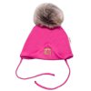 Zimní,podzimní bavlněná dvouvrstvá čepice s bambulí na zavazování Star, růžová (Velikost 56-68 (0-6 m))