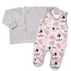 Baby Nellys 2-dílná sada, bavlněné dupačky s košilkou Sloníci, šedá (Velikost 62 (2-3m))