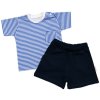 Tričko s kapsičkou, krátký rukáv + kraťásky, 2D, Baby Nellys, bavlna, proužek/granát (Velikost 74 (6-9m))
