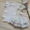 Mušelínová sukničkokraťásky, bodýčko a čelenka, 3D sada, bílá/dots (Velikost 80/86 (12-18m))