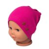 Baby Nellys Žebrovaná čepice Hvězdičky - malinová (Velikost 68/74 (6-9m))