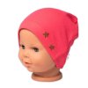 Baby Nellys Žebrovaná čepice Hvězdičky - korálová (Velikost 68/74 (6-9m))