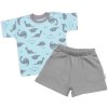 Tričko, krátký rukáv + kraťásky, 2D, Baby Nellys, Dino, bavlna, modrá/šedá (Velikost 74 (6-9m))