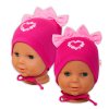 Bavlněná čepička na zavazování Baby Nellys s mašličkami - tm. růžová (Velikost 56/62 (0-3m))