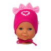 Bavlněná čepička na zavazování Baby Nellys s mašličkami - tm. růžová (Velikost 56/62 (0-3m))