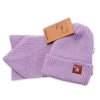 Pletená čepice s šálou a rukavičky 3v1, STAR - fialová (Velikost 56/62 (0-3m))