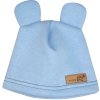 Teplá dětská čepice Kazum, bavlněná s oušky, modrá (Velikost 68/74 (6-9m))