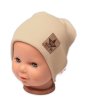 Žebrovaná dvouvrstvá čepice s lemem - béžová, Baby Nellys (Velikost 68/74 (6-9m))