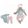 Z&Z 2-dílná soupravička body a legíny se sukničkou Květy - mátová/ecru (Velikost 80 (9-12m))