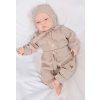 Baby Nellys 3-dílná žebrovaná soupr. Hand Made, body, tepláčky a čepička, béžová (Velikost 56 (1-2m))