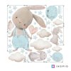 i4088 67802 stickers for the room bunnies in light blue design with balloons lg