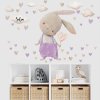 19840 inspio nalepka na stenu pre dievcatko akverelovy zajacik s fialovymi doplnkami a menom full
