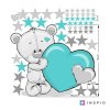 i4059 70860 sticker for the children s room teddy with a turquoise heart and stars lg