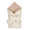 luxusna obojstranna zavinovacka deka podlozka so stuhou bezova