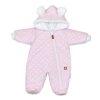 Zimní prošívaná kombinéza s chlupáčkovou podšívkou + rukavičky, Love růžová (Velikost 74 (6-9m))