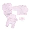 4-dílná bavlněná sada pro miminko do porodnice, sv. růžová (Velikost 50 (0-1m))