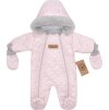 Z&Z Zimní prošívaná kombinéza s kožešinou a kapucí + rukavičky - sv.růžová (Velikost 56 (1-2m))