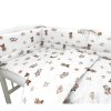 Mantinel s povlečením do postýlky, 3D sada Bavlna, Méďa pilot - bílá, béžová (Velikost povlečení 120x90)