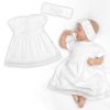 Luxusní šatičky s krajkou SOFIA, krátkým rukávek + čelenka ,2D sada, bíle (Velikost 56/62 (0-3m))