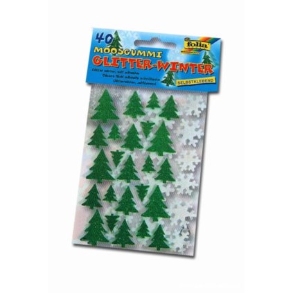 Pryžové flitrové ozdoby - stromky a vločky