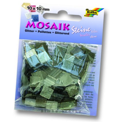 61205 Mosaiksteine Glitter 10x10mm grau