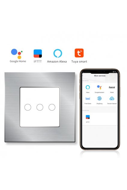 Dotykový vypínač s WIFI- radenie č.5 (Tri okruhy) - Brúsený hliník