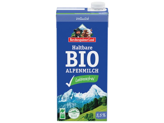 Mléko trvanlivé alpské plnotučné bez laktózy 1 l BIO