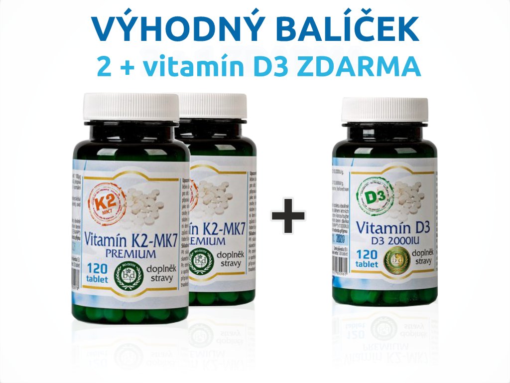 2x Vitamín K2 120 tbl + 1x vitamín D3 120 tbl ZDARMA
