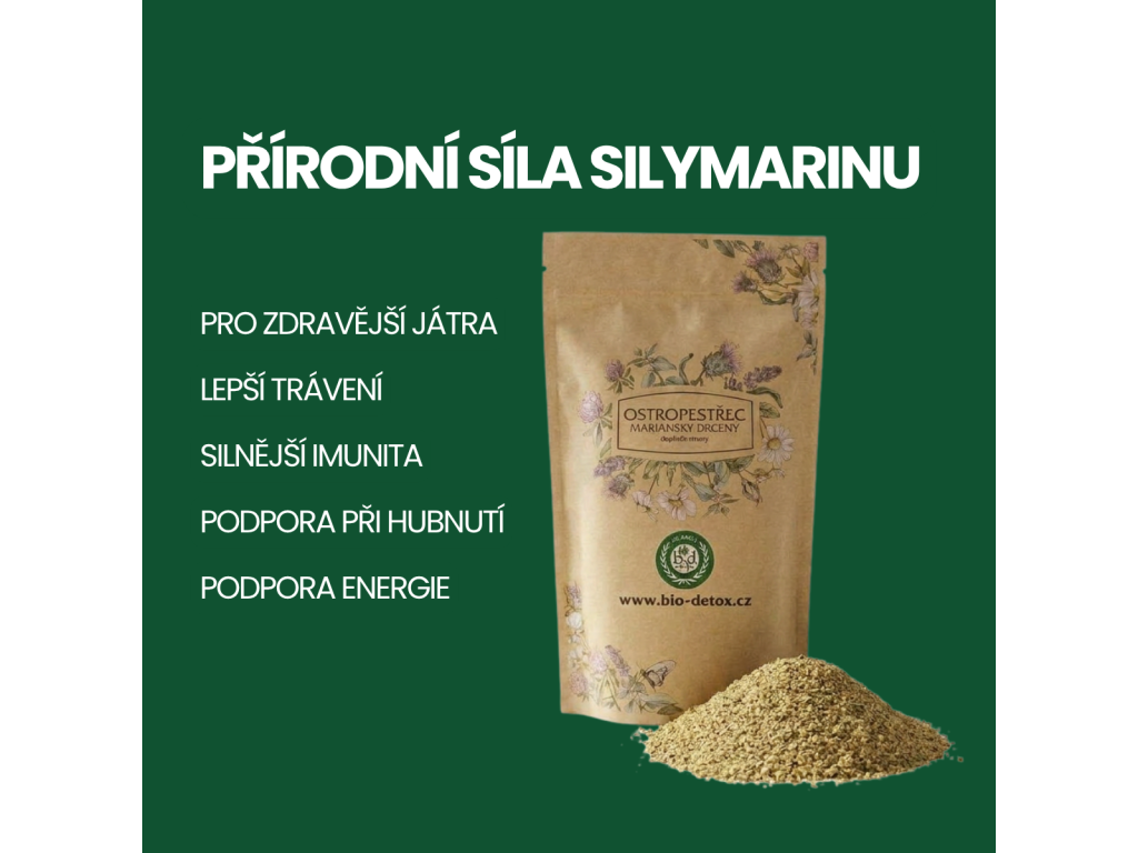 Dávkování ostropestřce mariánského drceného — 1 lžíce 2× denně