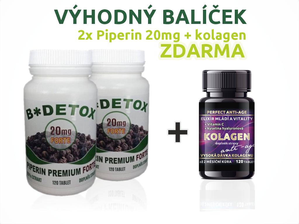 Bio-Detox Piperin 20mg 2 + 1 Kolagen Anti-Age120tbl ZDARMA