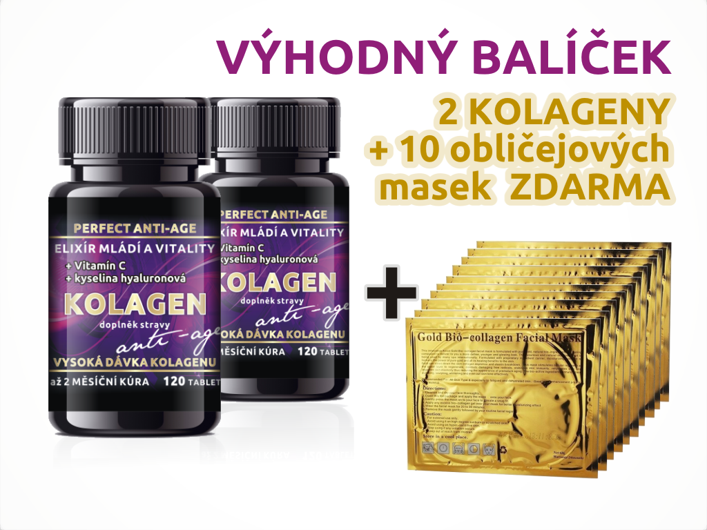 Kolagen Anti-Age 120 tbl 2 + 10x obličejová maska