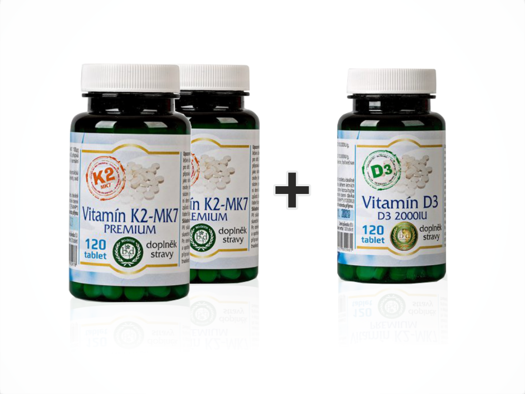 Bio Detox 2x Vitamín K2 120 tbl + 1x vitamín D3 120 tbl ZDARMA