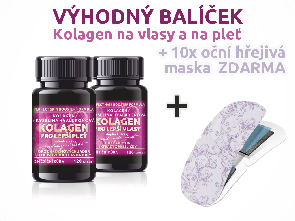 Bio-Detox Kolagen pro LEPŠÍ PLEŤ + Kolagen pro LEPŠÍ VLASY + 10x Parní oční maska