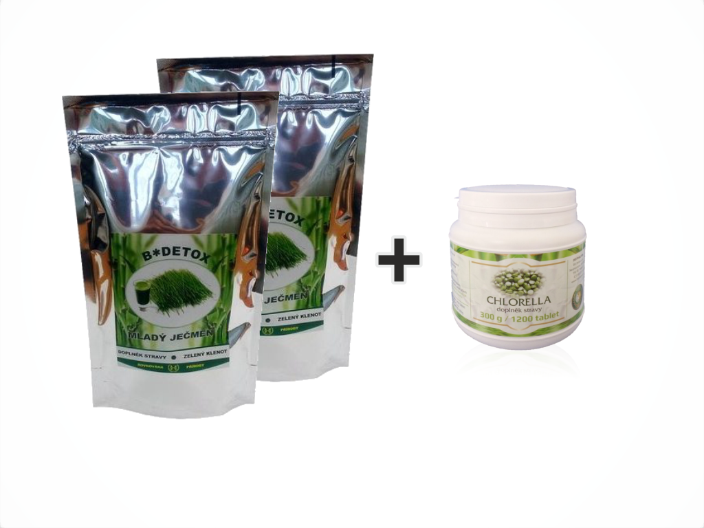 Bio-Detox Mladý ječmen 500g 2x + Chlorella 300g ZDARMA