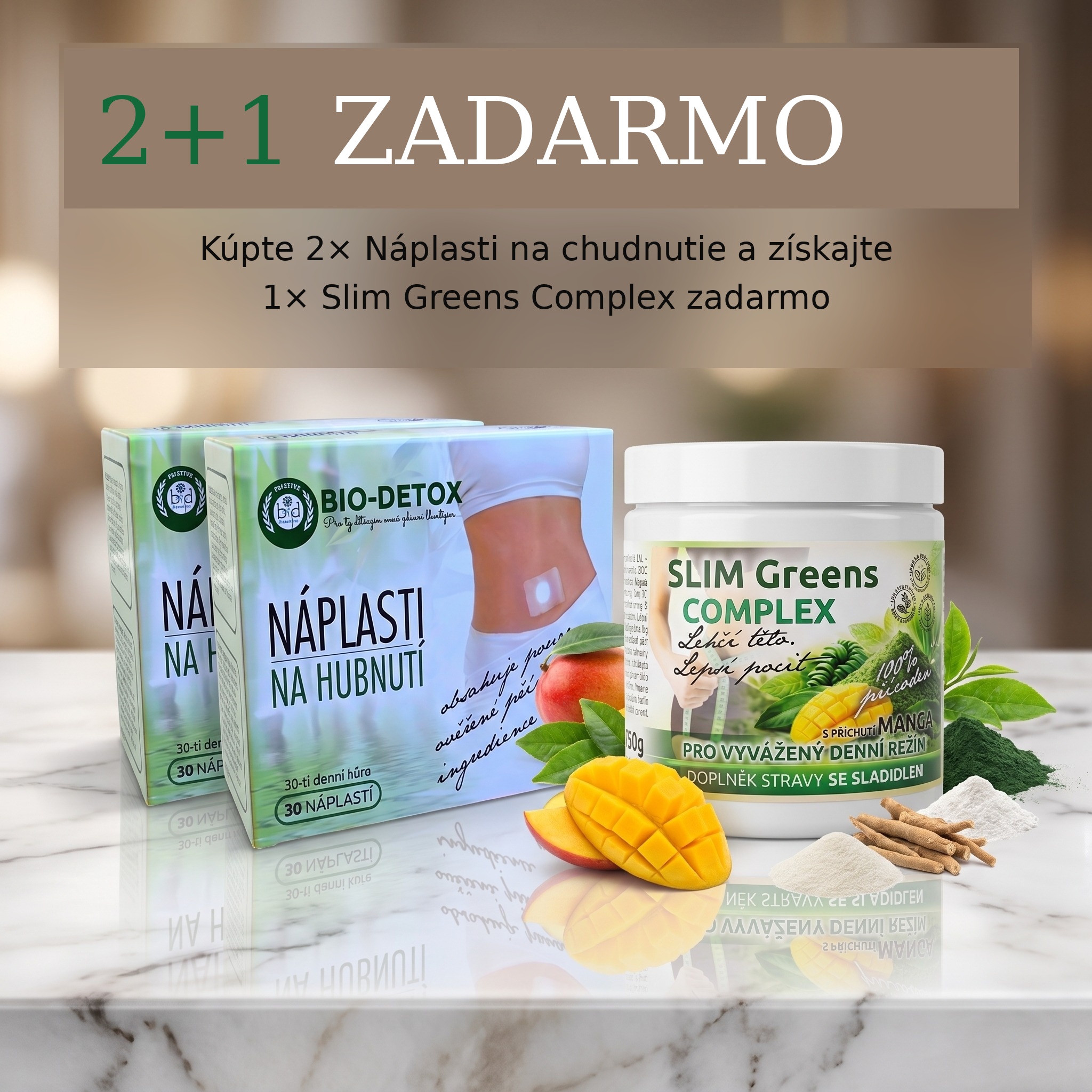 2 + 1 ZADARMO – magnetické náplasti a SuperGreens