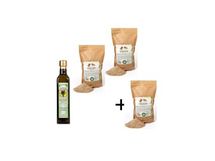 AKCIA 1x Olej 500ml + 2 + 1 ZADARMO Pestrec mariánsky DRVENÝ 500g