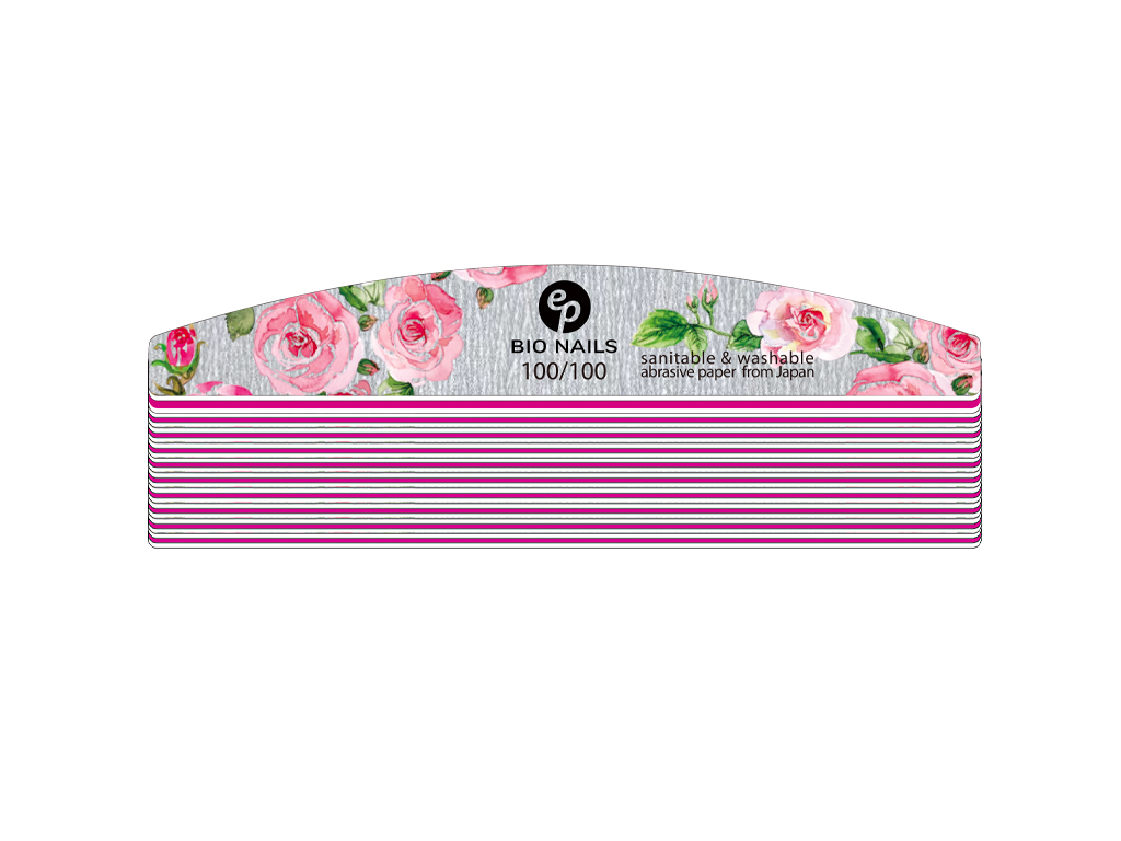 E-shop BIO NAILS Pilník profi 100/100 zebra polmesiac rose Kusy: 10ks