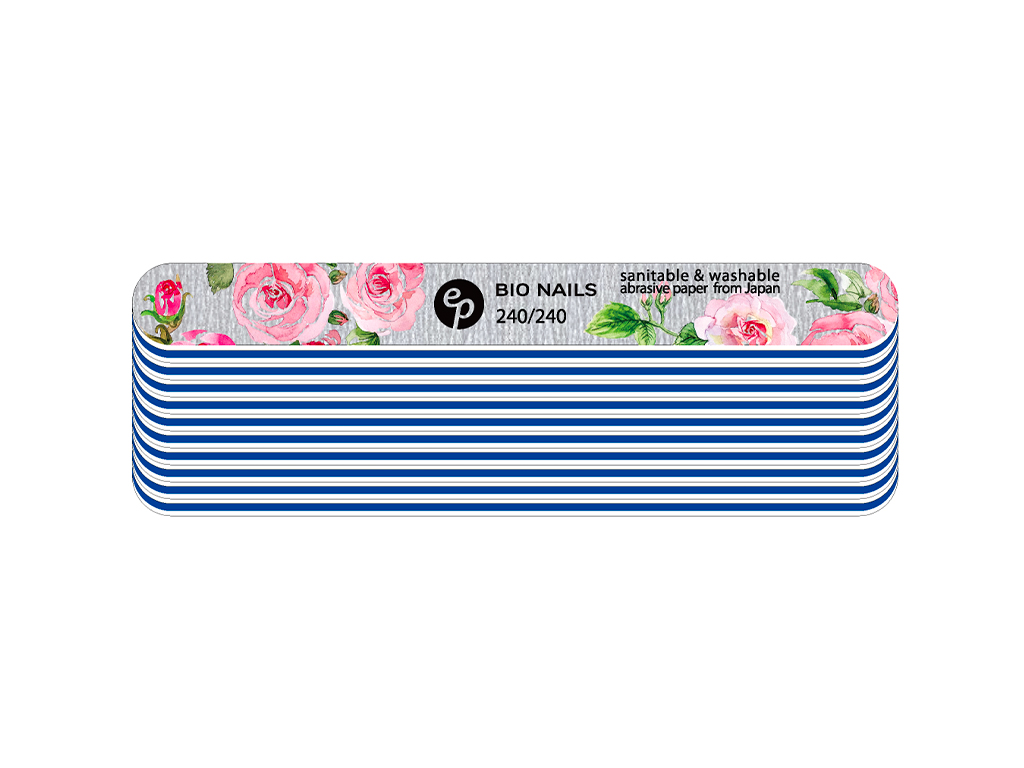 E-shop BIO NAILS Pilník profi 240/240 zebra rovný rose Kusy: 10ks