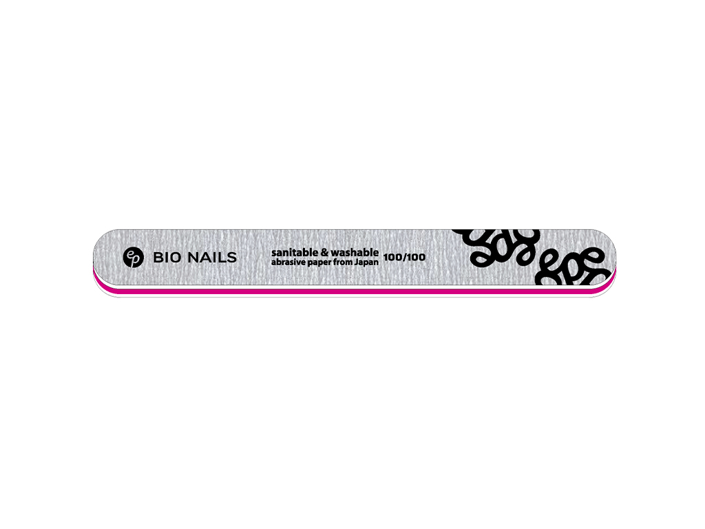 E-shop BIO NAILS Pilník profi 100/100 zebra rovný logo sivý Kusy: 1ks