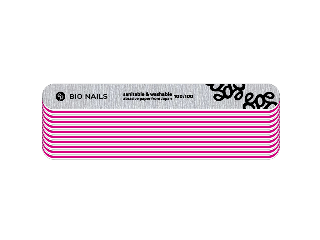 E-shop BIO NAILS Pilník profi 100/100 zebra rovný logo sivý Kusy: 10ks