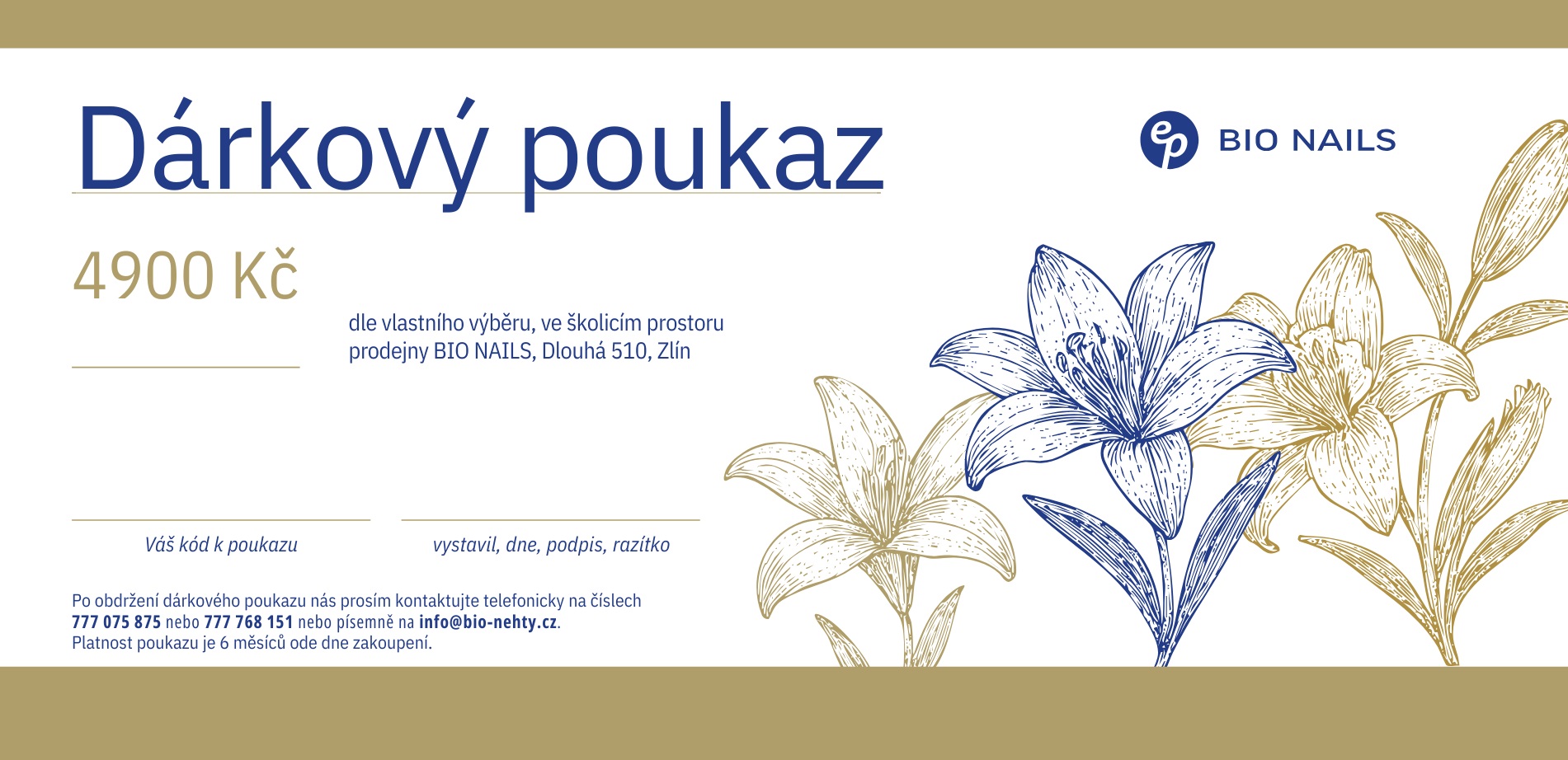 E-shop BIO NAILS Elektronický Darčekový poukaz na školenie