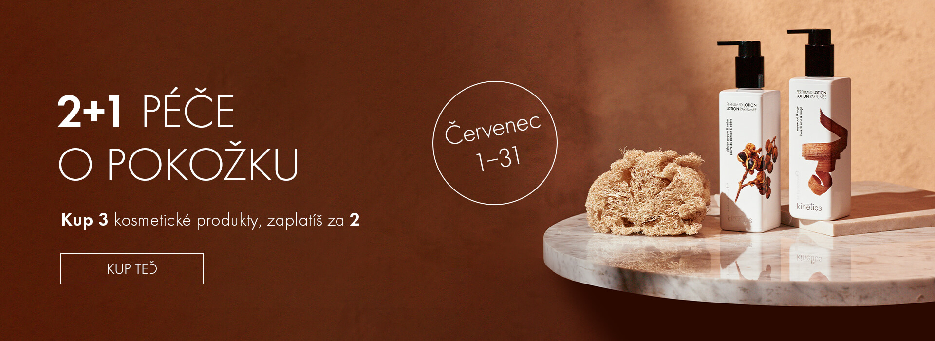 2+1 zdarma kosmetika KInetics v červenci