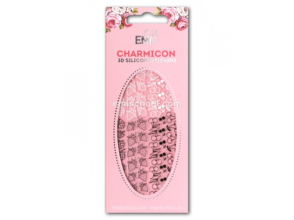 Charmicon 3D Silicone Stickers #44 Berries Black/White