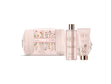 Grace Cole Dárková sada péče o tělo v taštičce Peony, Peach & Raspberry 3 ks