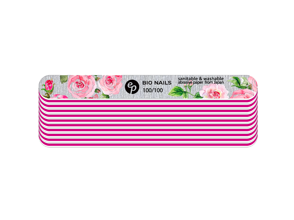 BIO NAILS Pilník profi 100/100 zebra rovný rose Kusy: 10 ks