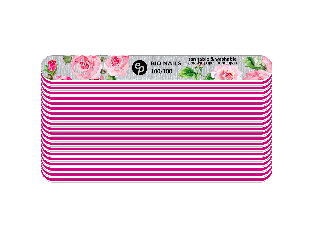 BIO NAILS Pilník profi 100/100 zebra rovný rose Kusy: 20 ks