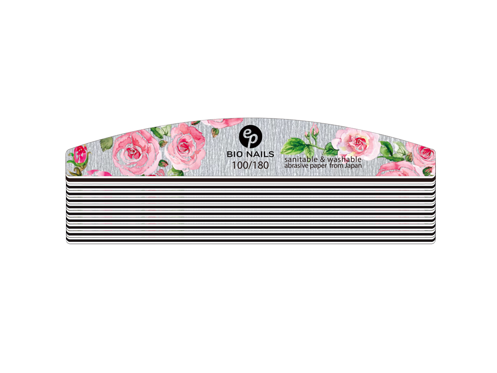 BIO NAILS Pilník profi 100/180 zebra půlměsíc rose Kusy: 10 ks