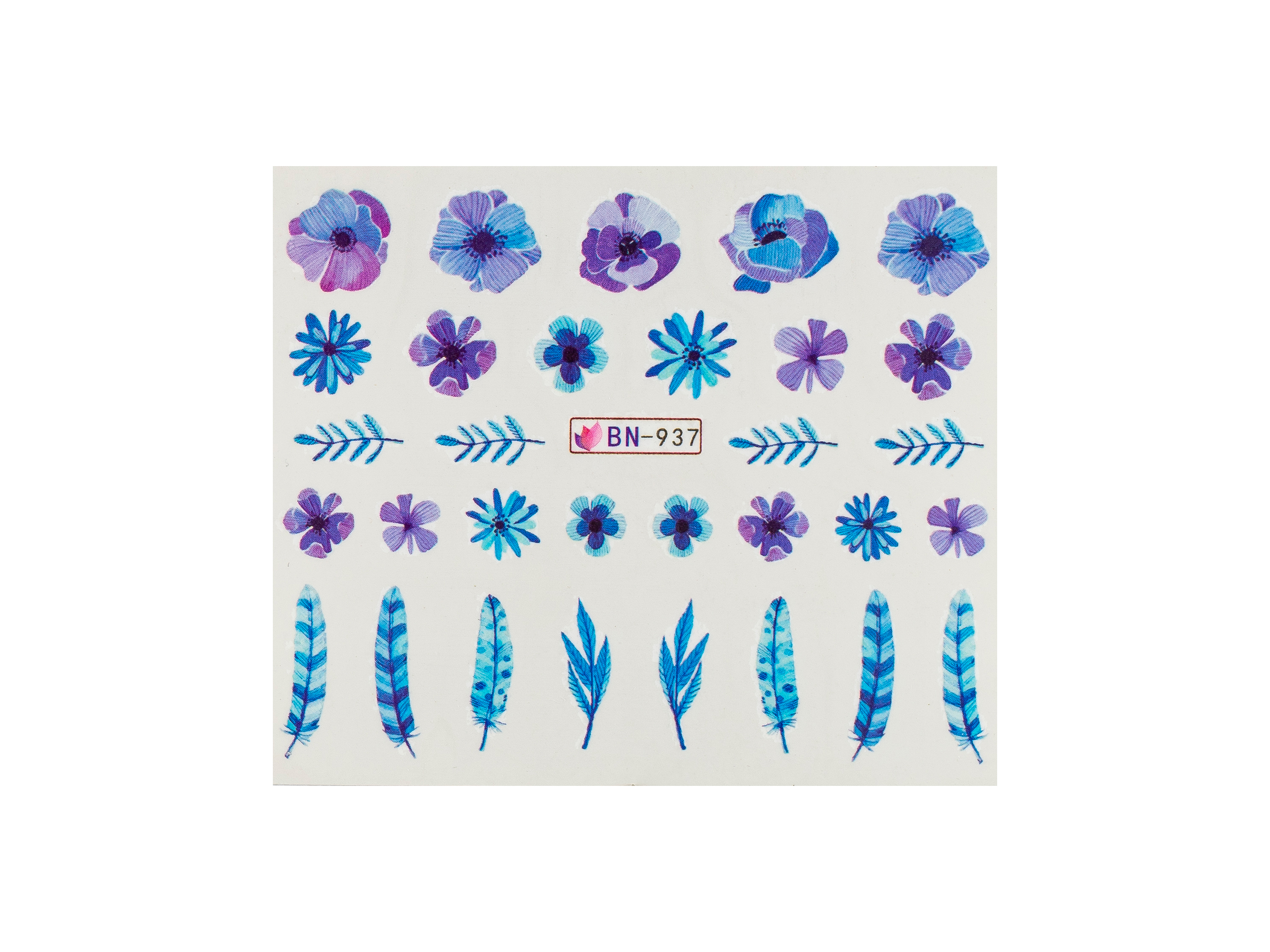 Levně BIO NAILS Vodolepka BN-937 květy a pírka