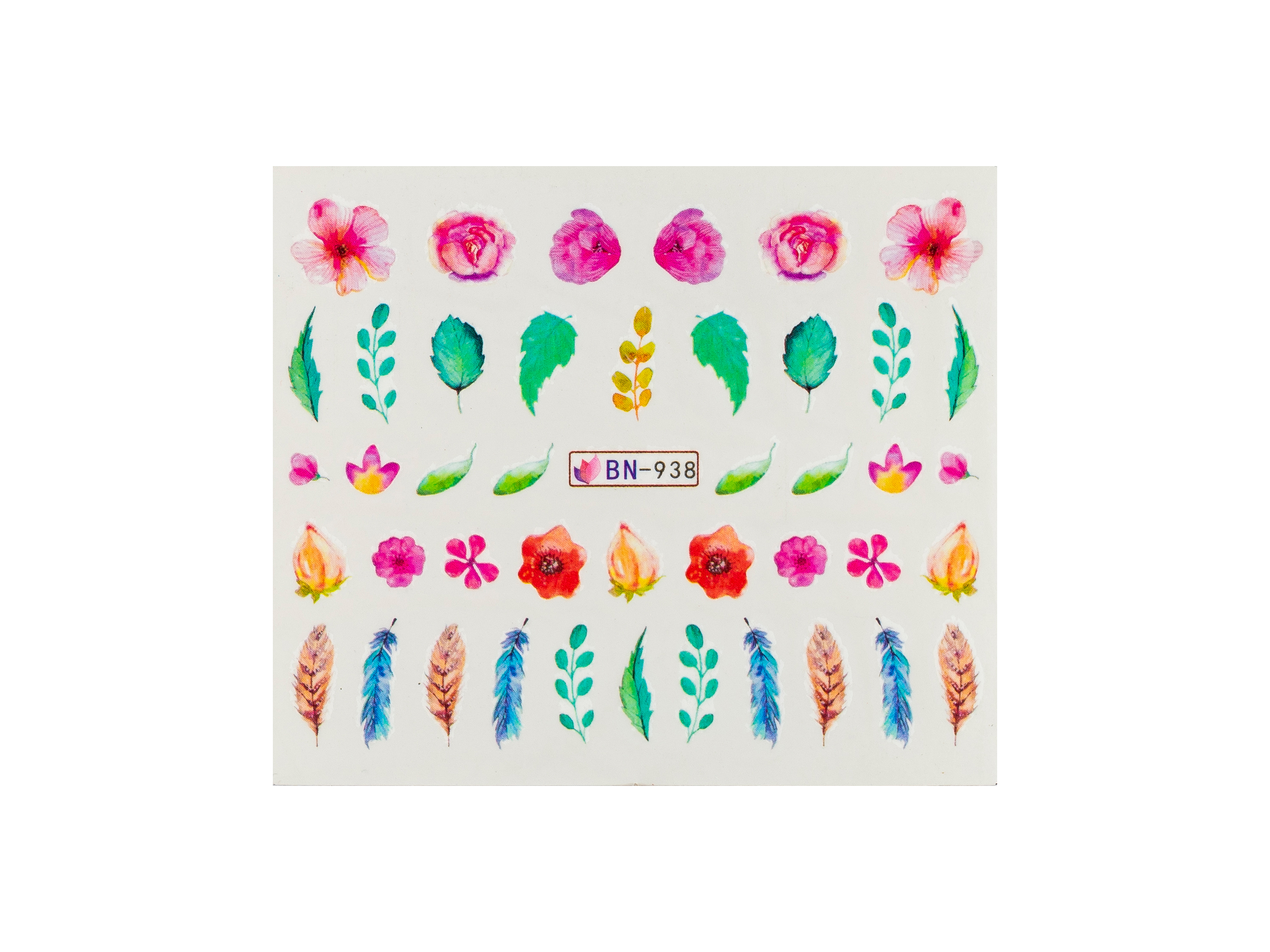 Levně BIO NAILS Vodolepka BN-938 květy a pírka